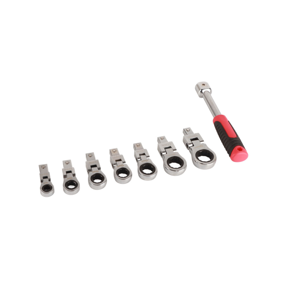 8pc Chrome Vanadium Steel Wrench Set Flex Head