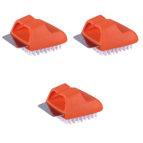 3Pièces Brosse Gril Nettoyage Bbq Portable Orange Compact Et Léger 2