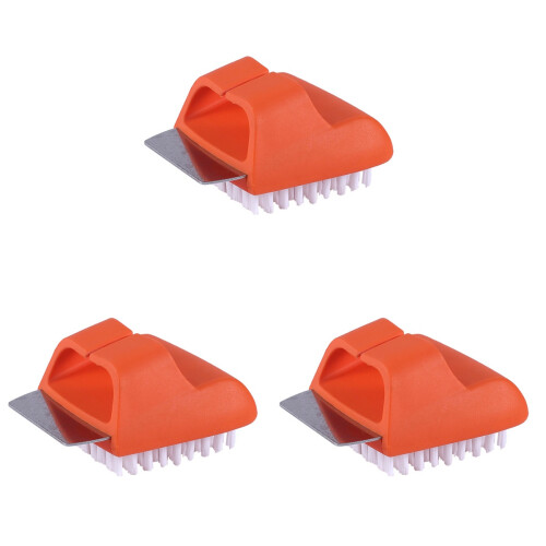 3Pièces Brosse Gril Nettoyage Bbq Portable Orange Compact Et Léger 1
