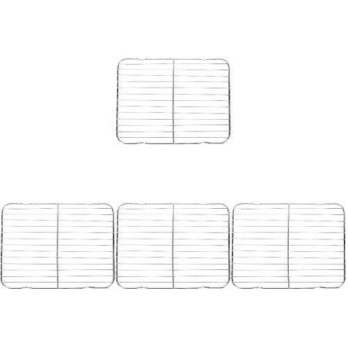 4Pièces Râtelier Friture Acier Résistant Argent Usage 1
