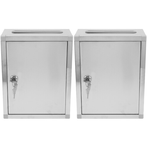 2Pièces De Collecte Murale Argentée En Acier Inoxydable Robuste 1