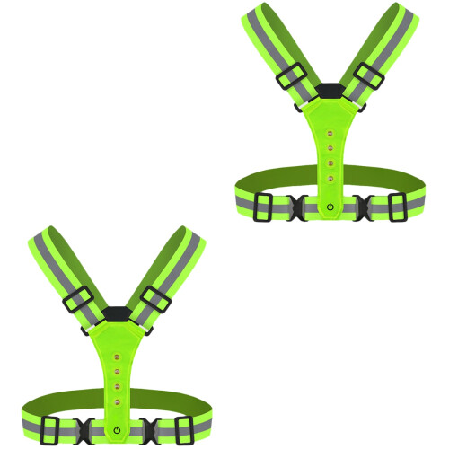2Pièces Bande Réfléchissante Verte Ajustable Pour Randonnée Et Course 2