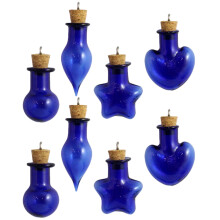 16Pcs Clear Blue Glass Jars with Wood Cork Stopper for Storage and DIY