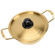 2Pcs Practical Golden Stainless Steel Ramen Soup Pot for Household