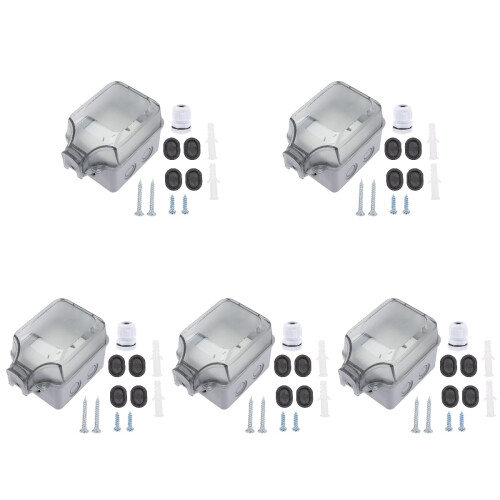5Sets Weatherproof Outdoor Electrical Box Cover White Plastic Durable 1