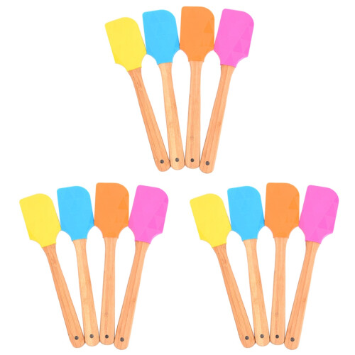 12Pcs Multicolor Silicone Spatula Set Non-Stick Baking Scraper Tools 1