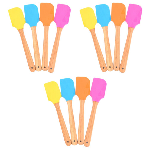 12Pcs Multicolor Silicone Spatula Set Non-Stick Baking Scraper Tools 2
