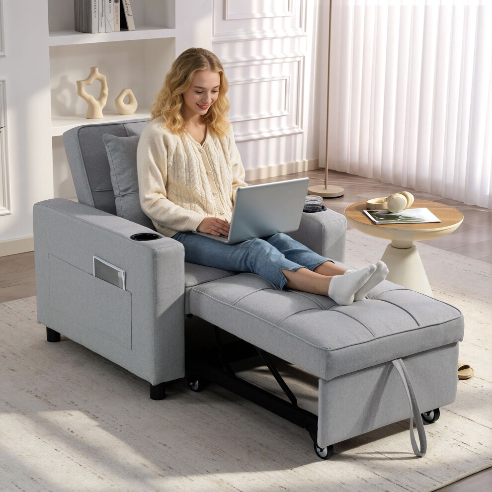 Homcom 3-In-1 Sofa Bed, Convertible Sleeper Chair With Adjustable Backrest