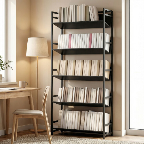 Homcom (Brown) HOMCOM Bookcase Anti-Slip Design 5-Tier
