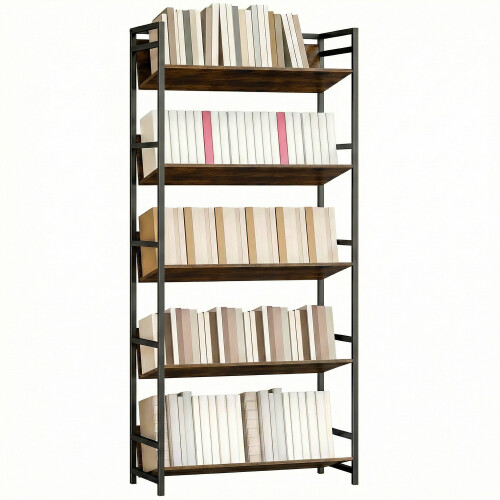 Homcom (Brown) HOMCOM Bookcase Anti-Slip Design 5-Tier 1