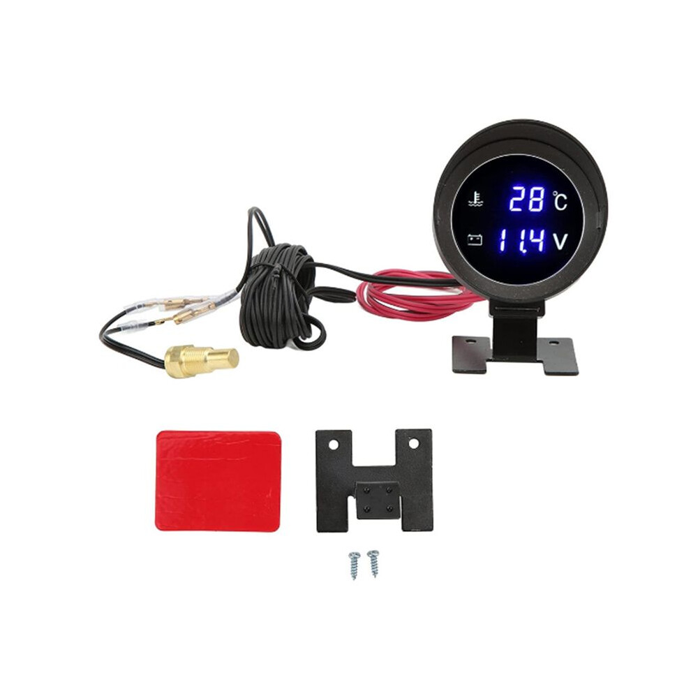 9-36V Car Water Temperature Gauge Voltmeter Car Motors Water Temp Voltage 2In1 Meter With Water Temp Sensor 6033779503681