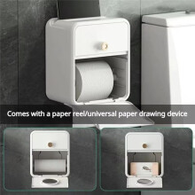 Waterproof Toilet Paper Holder, Wall Mounted Tissue Storage Box, Roll Organizer for Bathroom Accessories