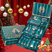 Colección de maquillaje todo en uno de lujo turquesa y dorado de 23 piezas - Caja de regalo de lujo turquesa y dorado co