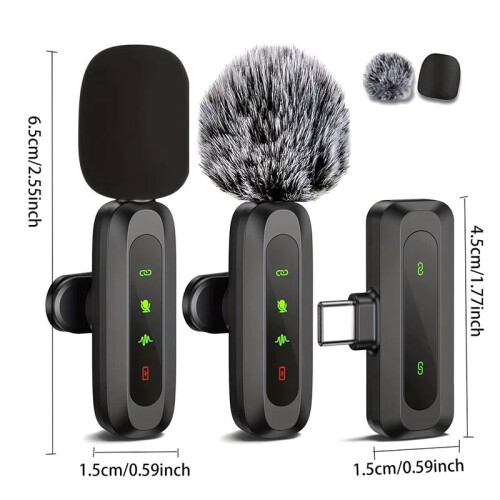 J3 Wireless Lapel Microphone USB Type-C Connector Noise Cancellation Mic for Streaming Unidirectional-Polar Pattern A 2