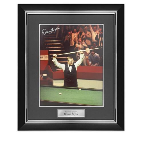 Dennis Taylor Signed Snooker Photo. Deluxe Frame