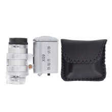 Faux Leather Pouch Mini Microscope with60X Magnification Illuminated LED Lamp Loupe for Jewelry Coins UV Detecting Light Glass Lens Handheld