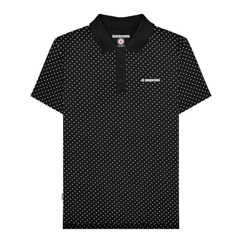 Lambretta (3Xl, ) Mens Ss24 Polka Dot Polo Shirt Black