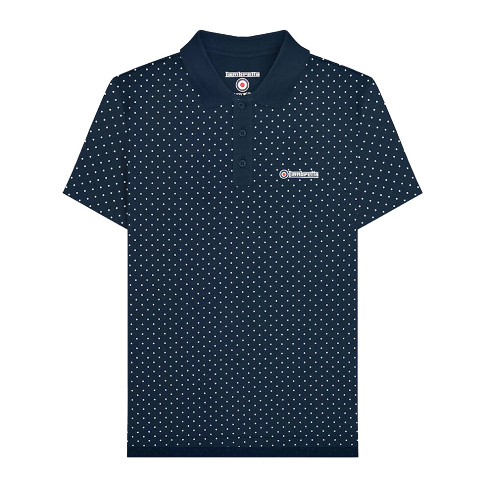 Lambretta (S, Navy) Mens Ss24 Polka Dot Polo Shirt Blue,Multicoloured