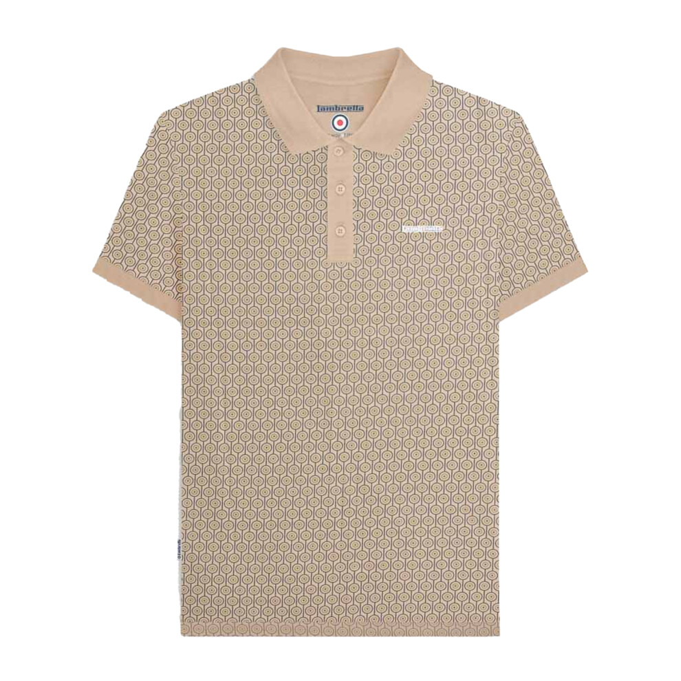 Lambretta (5Xl, Stone) Mens Geometric Circle Big & Tall Polo Shirt Multicoloured