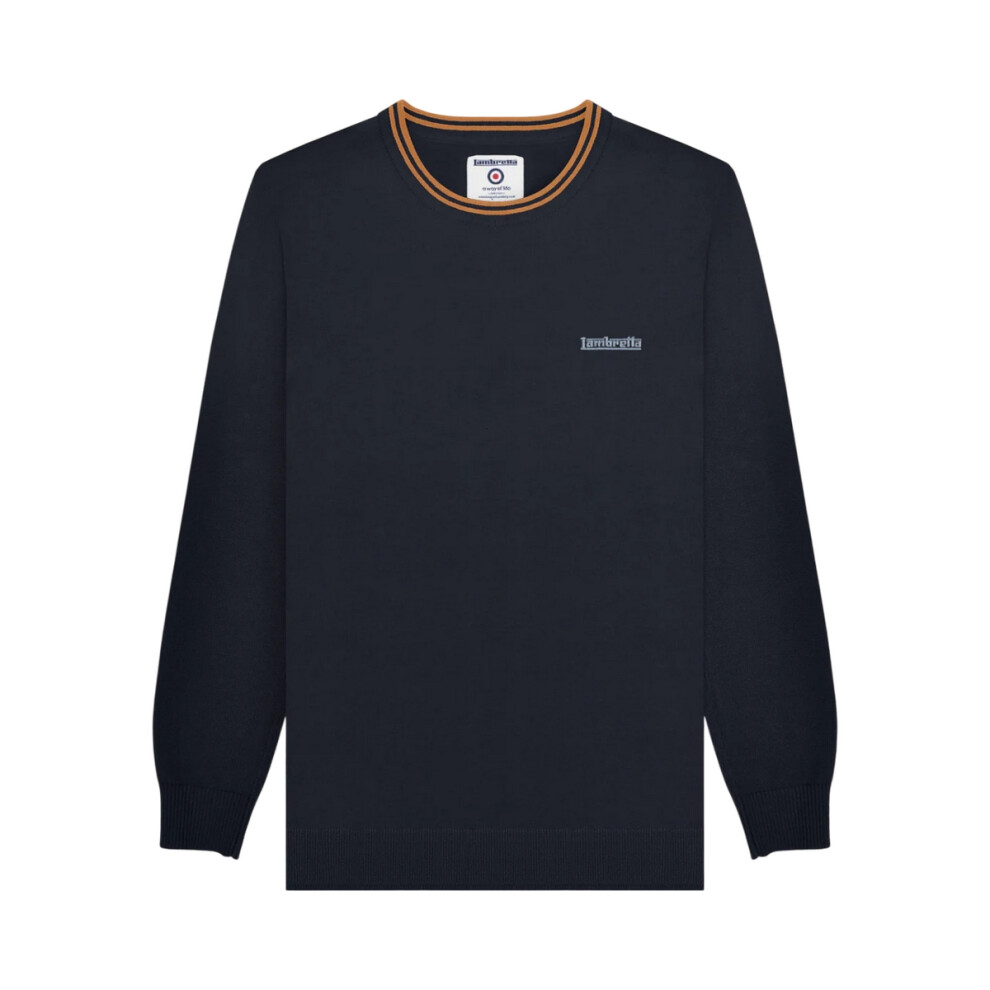 New Lambretta Men's (Xl, Iron/Black) Tipped Knitted Jumper Black
