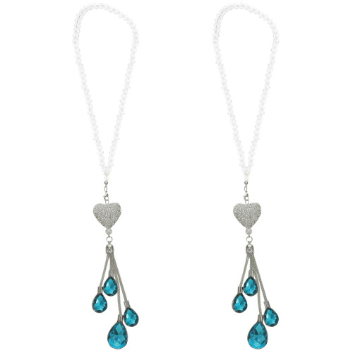2Pièces Accessoires Suspendus Miroir Bleu Décoration Raffinée 2