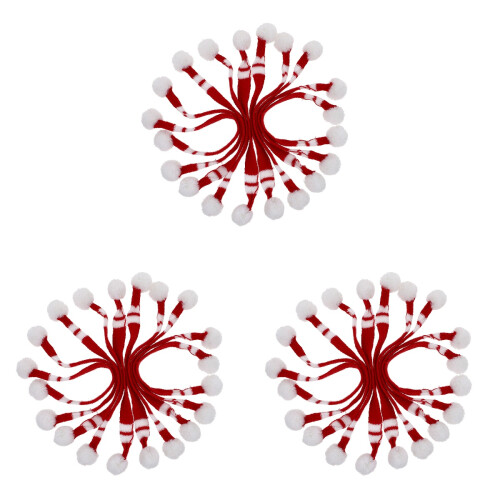 30Pièces Mini Écharpes Délicates Laine Rouge Décoration Fêtes 2