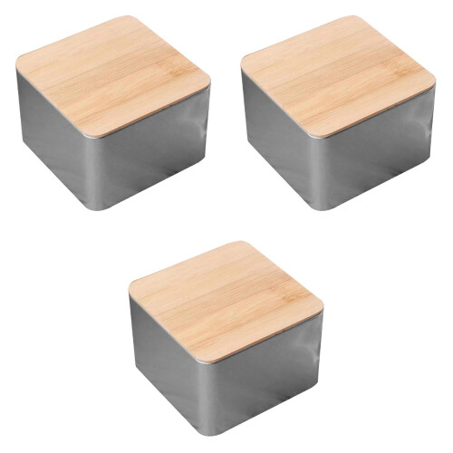 3Pièces Boîtes À Gâteaux Snacks Couvercle Bambou 2