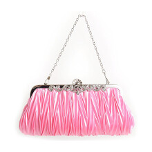 2Pièces Sac Satiné Rose Pochette Main Épaule Soirée Femme