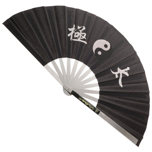 5Pièces Éventail Chinois Noir Pour Danse Arts Martiaux 2