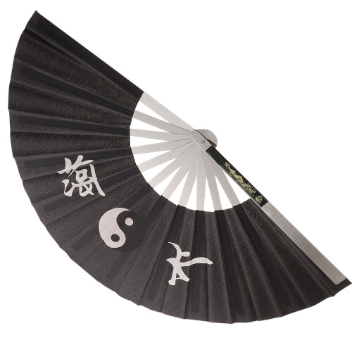 5Pièces Éventail Chinois Noir Pour Danse Arts Martiaux 1