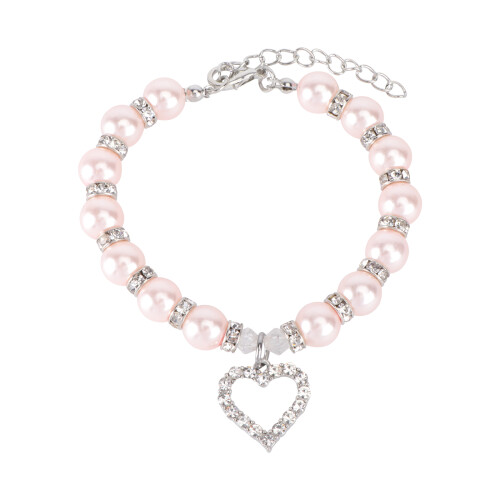 2Pièces Collier Perles Rhinestones Coeur Ajustable Pour Chien Chat