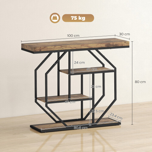 Homcom HOMCOM Industrial Console Table, Hallway Table with 4-Tier Shelves 2