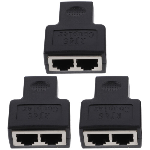 3Pcs Durable Rj45 Ethernet Splitter Socket Plastic 1 to 2 Port Adapter 1