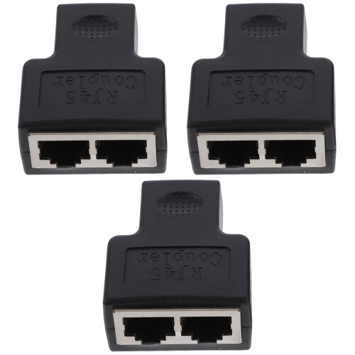 3Pcs Durable Rj45 Ethernet Splitter Socket Plastic 1 to 2 Port Adapter 2