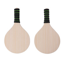 3Pairs Durable Natural Wood Beach Ball Racket Badminton Paddle Khaki