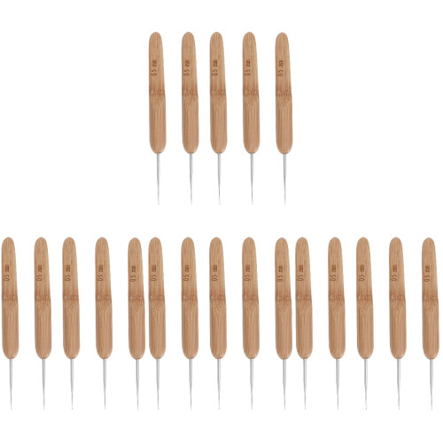 20Pcs Multi Wooden Hairdressing Crochet Hooks for Dreadlocks Braiding 2