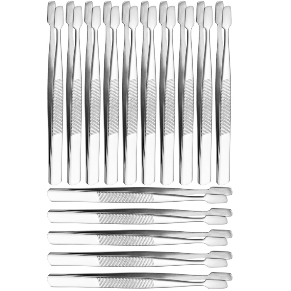 Happyyami Silver 60Pcs Stainless Steel Eyelash Tweezers For Makeup Precision Use