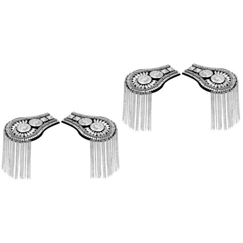 4Pcs Lightweight Silver Shoulder Mark Tassel Decoration Accessory 2