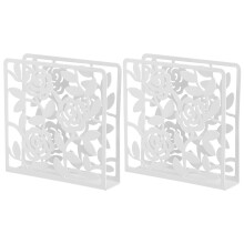 6Pcs Simple White Iron Bookends Hollow Out Design for Home Desk Use