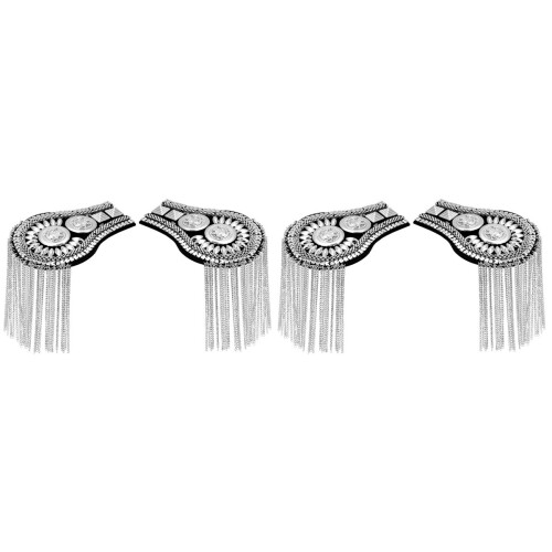 4Pcs Lightweight Silver Shoulder Mark Tassel Decoration Accessory 1