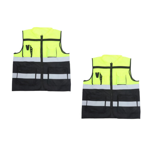 2Pcs Durable Reflective High Visibility Vest for Work and Night Safety 1