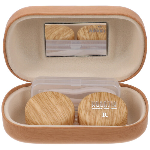 2Sets Light Brown Lens Case Box with Mirror Leakproof Contacts Storage 1