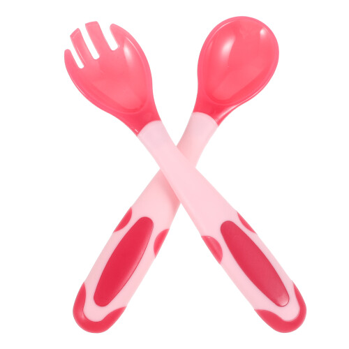 3Sets Bendable Toddler Spoon Fork Pink Safe Practical Kids Cutlery 1