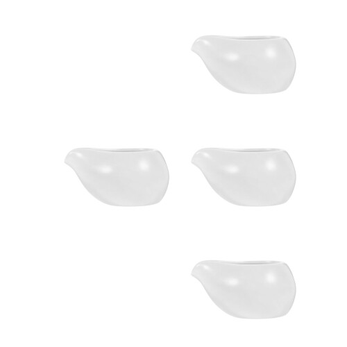 4Pcs White Ceramic Mini Milk Pitchers for Coffee Tea Sauce Serving 1