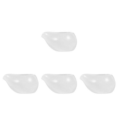 4Pcs White Ceramic Mini Milk Pitchers for Coffee Tea Sauce Serving 2
