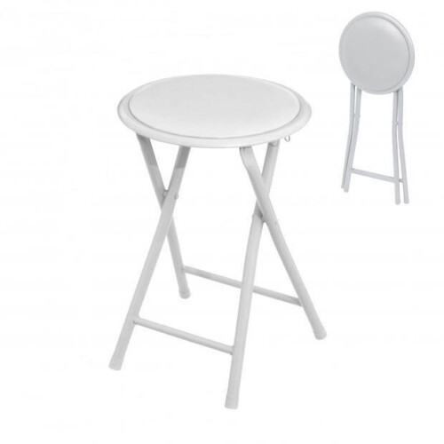 PVC Foldable Stool with Safety Lock White 30x30x45 cm Portable Folding Step Stool Kitchen Bathroom Home