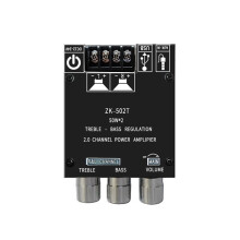 Placa Amplificadora Estéreo ZK-502T 50Wx2 para Coche, con , Doble Canal, Ajuste de Alta y Baja Frecuencia.