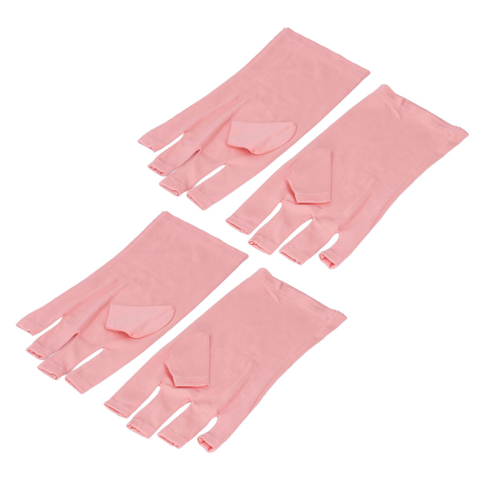 Pink Fingerless UV Protective Gloves for Nail Art & Outdoor Activities
