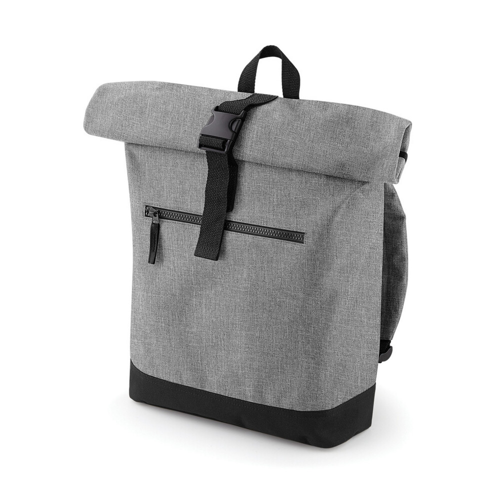 Bagbase (One Size, Grey Marl/Black) Roll-Top Backpack / Rucksack / Bag (12 Litres) (Pack Of 2)
