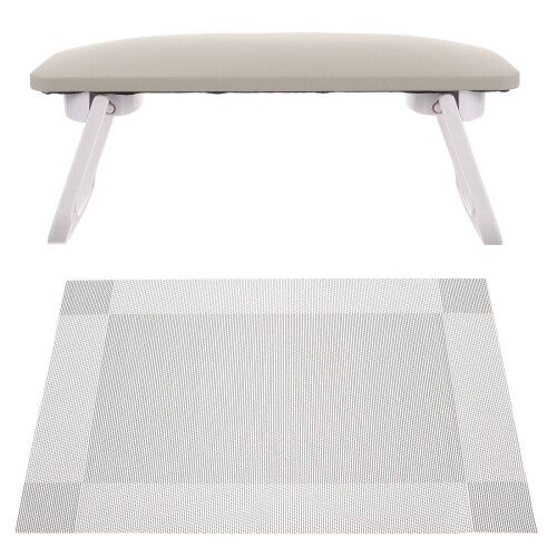 2Pièces Repose-Main Nails PU Gris Confortable Pour Art Et Ongles 1